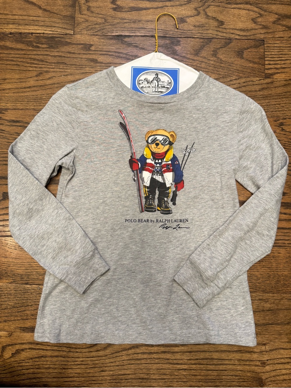 Polo Ralph Lauren Ski Bear Long Sleeve Tee Gray Kids Size 7